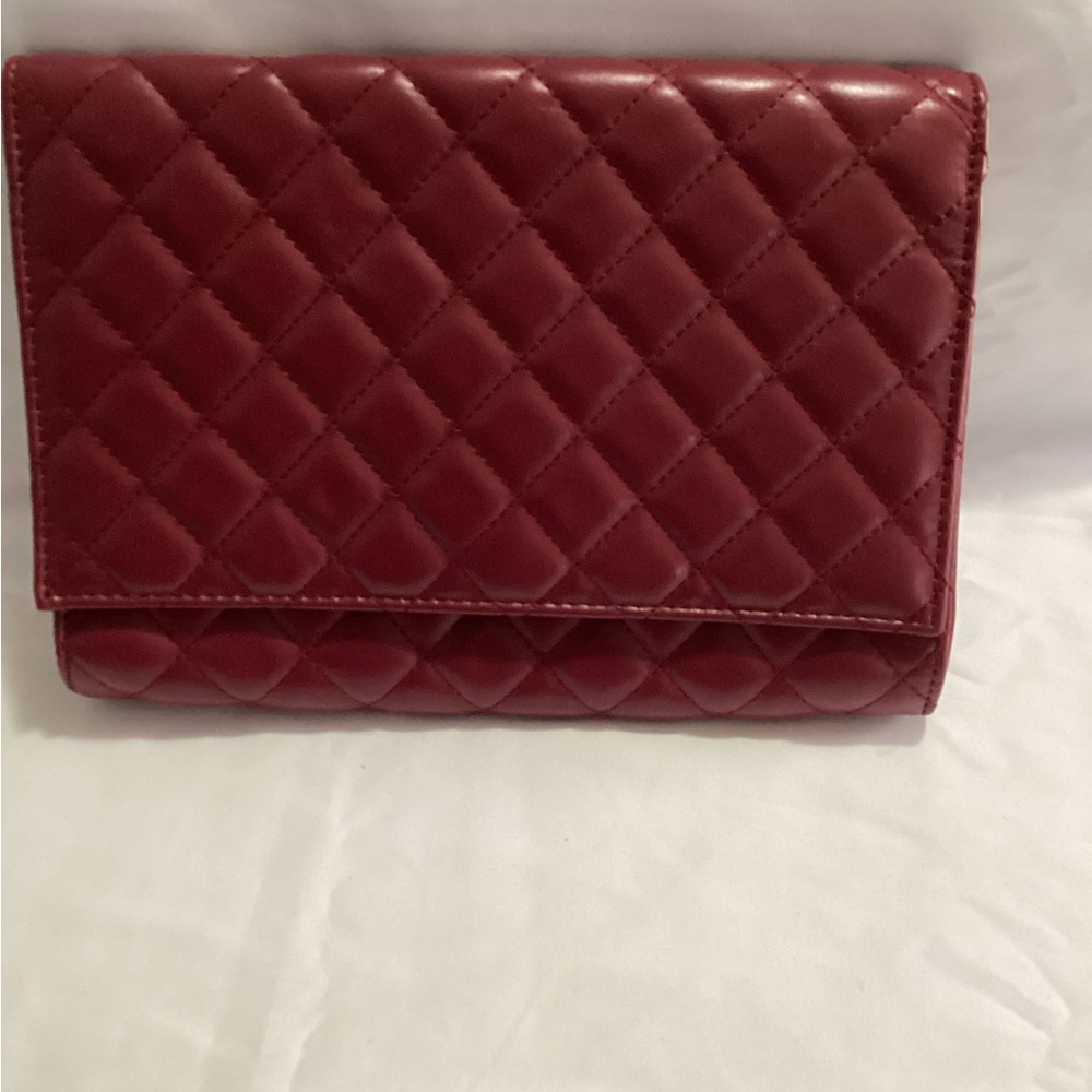 Elegant Quilted Burgundy Clutch